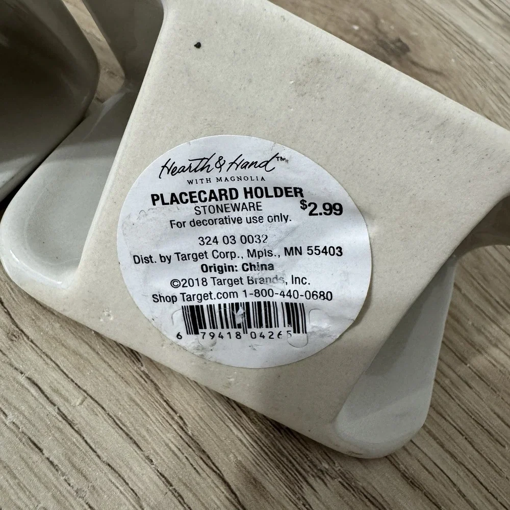 Hearth & Hand Placecard Holders Ceramic Triangle Dry Erase Name Plates Set of 2‎
